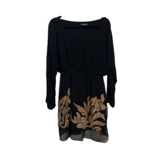 Bella Amore black crepe  scoop-neck dress.